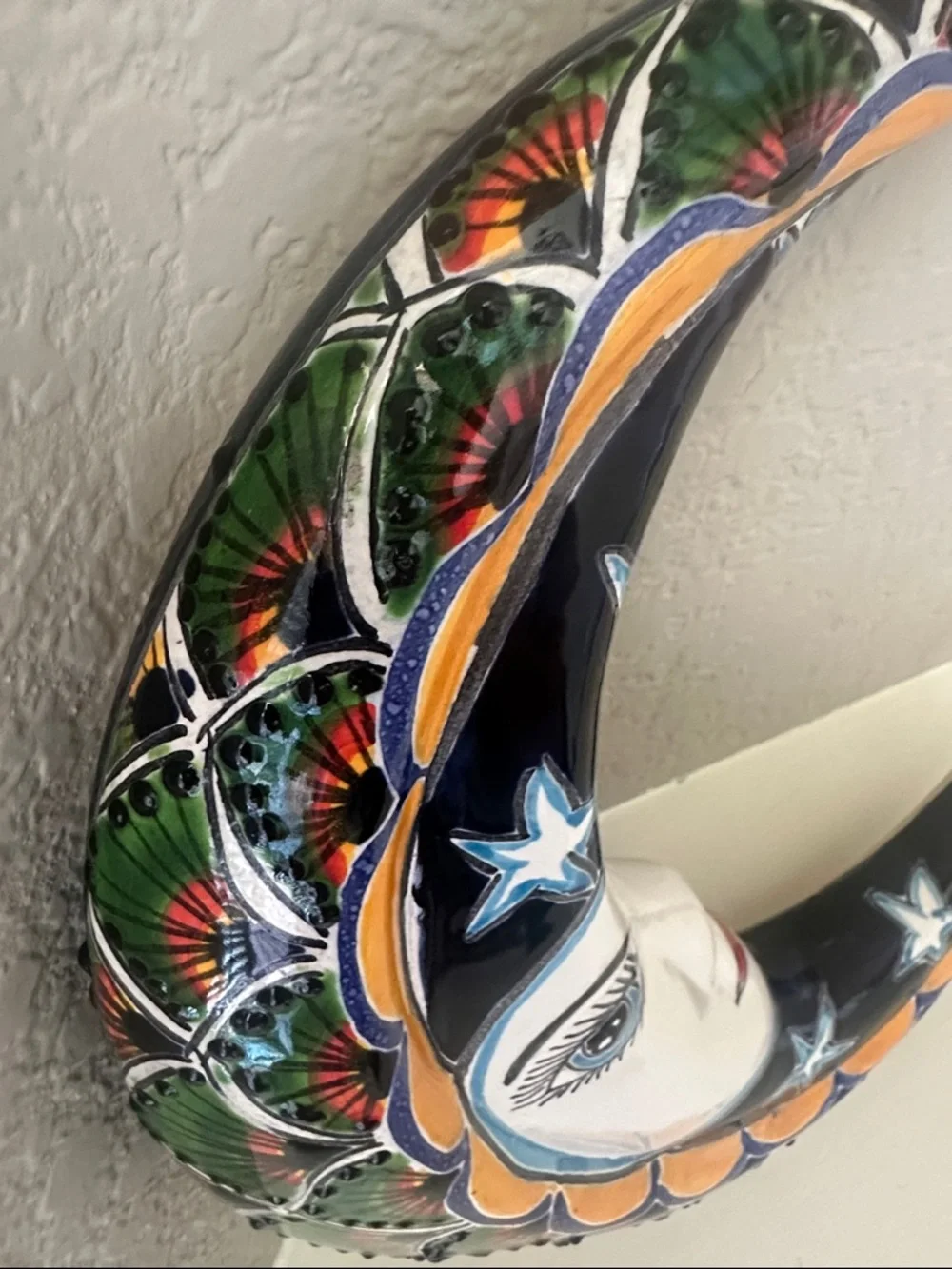Mexican Talavera Pottery Moon Face Wall 🌙 Hanging - Picture 2 of 8